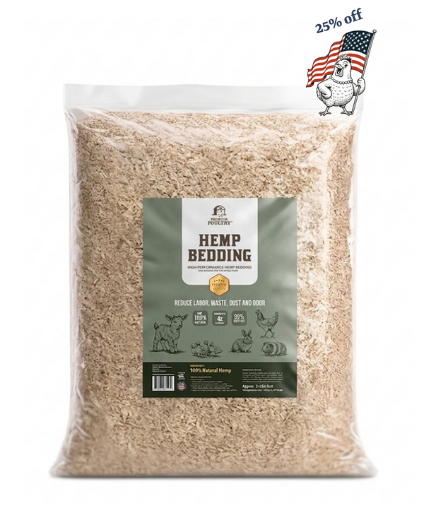 Package of hemp bedding with a label on a white background