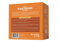 Orange box packaging of dried black soldier fly larvae with text and branding.