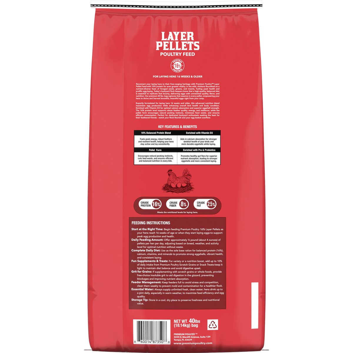 Layer pellets chicken feed with probiotics and vitamin D3 for laying hens