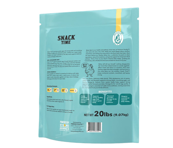 Premium Poultry Snack Time daily chicken treats with calcium, flaxseed, and omega-3 nutrition