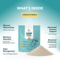 Coop Fresh product packaging with ingredients listed on a blue gradient background